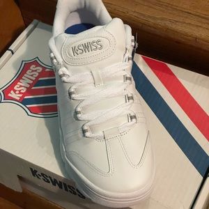 Mens 11D K-SWISS ALTEZO LOW TOP WHITE/SILVER ORTHOLITE LEATHER UPPER SHOES